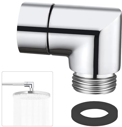 Handbrause Adapter 90 Grad G 1/2 Zoll – Messing Brausearm Winkelstück gegen Knick im Schlauch, 90° Winkelverbinder für Handbrause mit Gummidichtung, Duschkopf Verlängerung