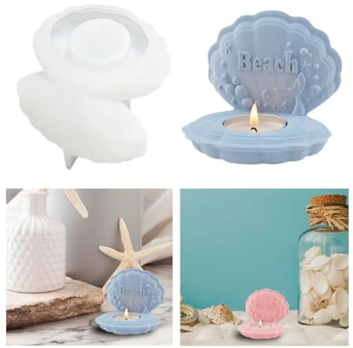 Portavelas Molde Silicona Velas Tealight Molde Fundición Molde Tealight Conchas Molde Silicona Portavelas Molde Resina Epoxi Fundición Molde Tealights Molde Escayola Portavelas Artesanía Decoración