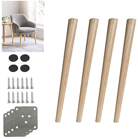 Möbelbeine aus Massivholz, 4er-Set, Eichen-Finish, 27,6 Zoll, Ersatzbeine für Sofa, Tisch, Stuhl, mit Montagezubehör