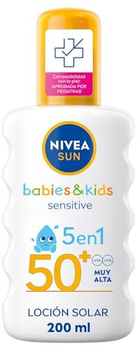 NIVEA SUN Babies & Kids Sensitive Spray Solare FP50+ (1 x 200 ml), crema solare per bambini, protezione solare molto alta, crema solare per bambini per ridurre il rischio di allergie solari
