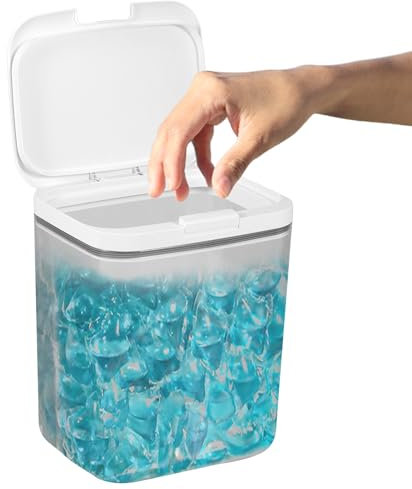 Foppla Contenedor de lavandería con etiquetas y cucharas, contenedor de detergente con cierre a presión, almacenamiento y organización para detergentes, perlas y potenciadores de fragancias en la