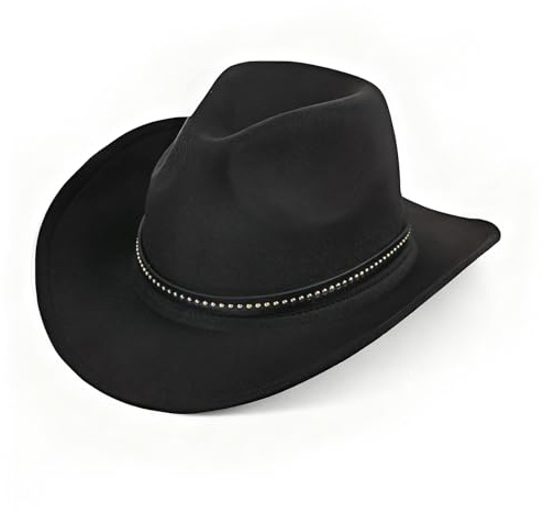 MYKAGS Cowboy Hat for Women and Men, Malleable Wide Brim-Felt Cowboy Hats, Wide Brim Chinlon Western Felt Outdoor Hats, Classic Roll Up Fedora Hats, Suitable for Both Men and Women