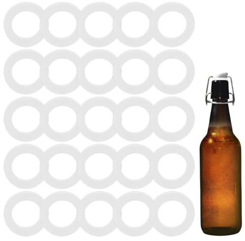 XOXVURI 25 Piezas Juntas Grolsch Juntas Grolsch De Goma De Silicona Arandelas Juntas De Botella Juntas De Botella Con Tapa Giratoria Sello De Botella De Cerveza De Cerveza Casera