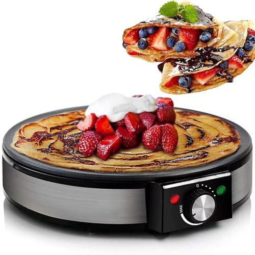 XGHDPBM Crêpière électrique 1200 W, antiadhésive, omelettes et frittatas, 28 cm, température réglable, Facile à Nettoyer, for omelettes, Steaks, barbecues et œufs au Plat.