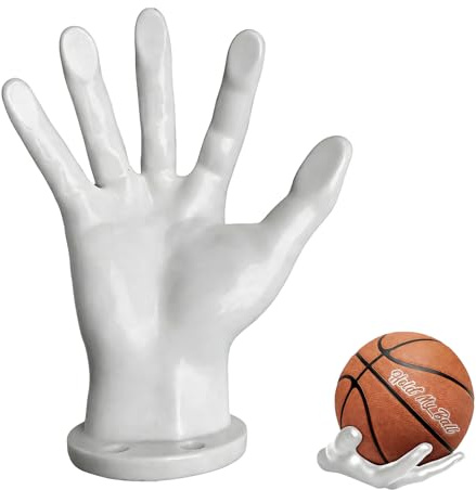 HORREX Supporto da Parete a Mano per Palline Parete Pallacanestro Supporto Pallacanestro Organizer Basket Scaffale Palloni Rack per Palline Portapalle da Calcio (Bianco)