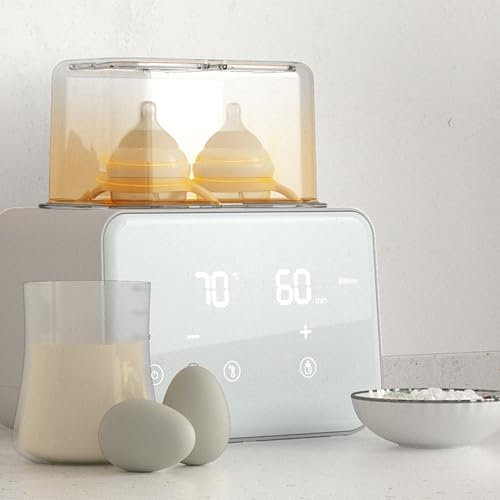 UUE Baby Bottle Warmer, Steriliser for Baby Bottles, 9-in-1 Fast Baby Food Heater for 2 Bottles, BPA-Free Bottle Warmer with LCD Display/Timer Function/Constant Temperature in 24 Hours