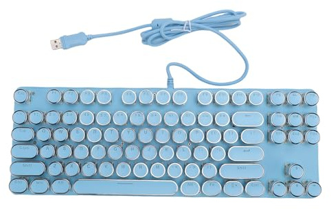 Jectse Teclado Mecánico Retroiluminado RGB, Switch Blue 87 Tecla de Juego USB de Sombrero Redondo USB con Efectos de Iluminación Dinámica, Mecanismo de Interruptor Azul para el Uso del (Blue)
