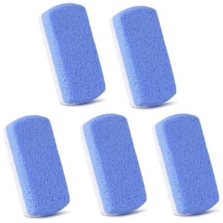 Auriselle 5 Pièces Bloc WC Pierre Ponce Double Action Pédicure Pierre ponce éliminateur de Callosités et Laveur pour Exfoliation des Pieds Pumice Stone pour Toilettes (Blanc-Bleu)