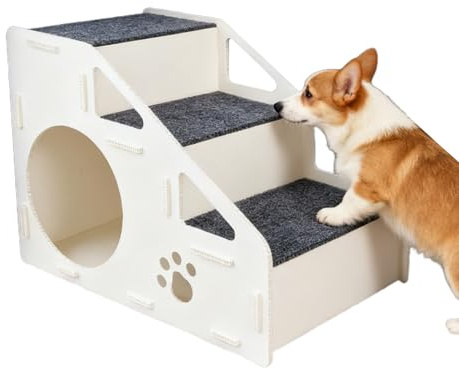 Haustiertreppe Foldable Hundetreppe 32 cm - Treppe 3 Stufen Höhle Rampe Für Kleine Hunderassen - Abnehmbar Waschba Katzentreppe Hunderampe Für Bett, Sofa, Couch Und Auto