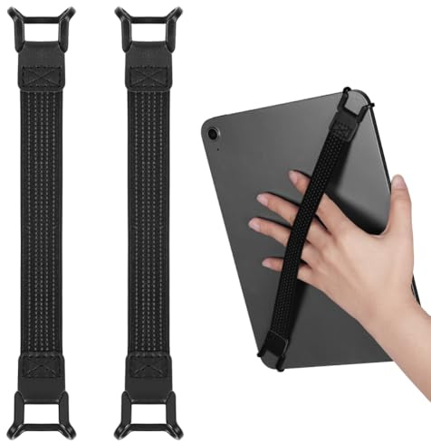 AXFEE 2 Pcs Soporte De Mano para Leer En La Cama (Negro) | Correa Antideslizante para Tabletas,Agarre de Dedo Elástico Multifuncional Tableta para 8.7-13 Kindle/Oasis/E-Books/Tablet