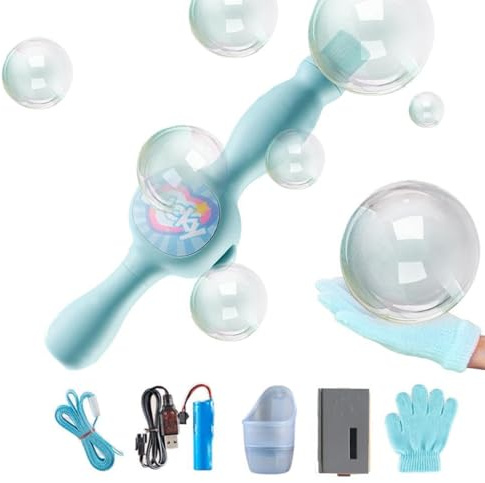 Smoke Bubble Machine - Elastic Bubble Fog Wand, Kids Magic Bubbles Gun Toy with Fog Effect & Colorful Light, Automatic Soap Blower Outdoor Birthday Christmas Party Gift Games (Blue)