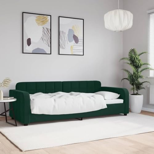 Holamys Tagesbett Dunkelgrün 80x200 cm Samt, vielseitiges Schlafsofa mit robustem Metallgestell, bequemes Polster für Gästezimmer, modernes Design, Möbel