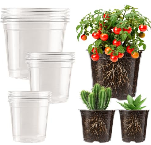 15 stycken Transparenta odlingskrukor för växter, 9/10/13 cm blomkrukor i plast, underskål Orchidékruka Transparent, odlingskrukor, planteringskrukor, genomskinlig planteringskrukor för orkidéer