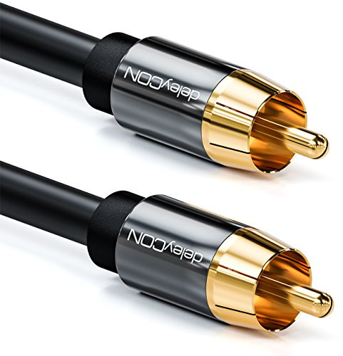 deleyCON 1,5m Cable Subwoofer - Cinch RCA Coaxial Digital - Conectores Dorados - Línea Audio - Subwoofer Receptor AV Amplificador Cine en Casa