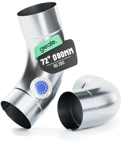 greate 2x Gomito pluviale zincato 72° e diametro 80 mm