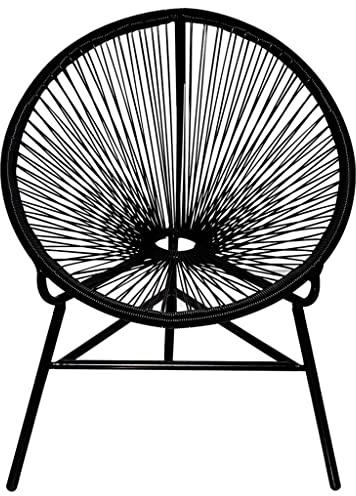 YUTAASU Ovaler Rattan-Stuhl aus PE Rattan mit pulverbeschichtetem Stahlgestell, bequemer Garten-Mondstuhl für Esszimmer, Wohnzimmer, Arbeitszimmer oder Außenbereich, wasserdicht