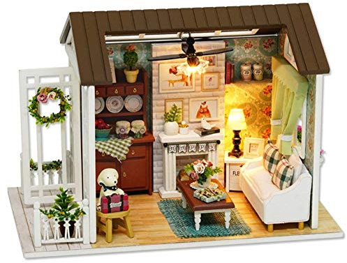 CUTEROOM DIY Dollhouse en Bois Handcraft Miniature Kit-Salon Modèle et Meubles Montrent des Photos et l'enseignement en Anglais