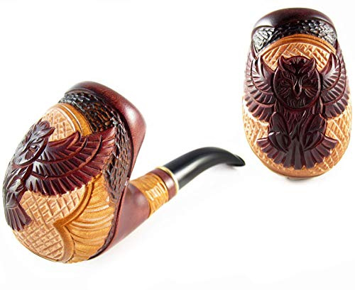Fashion Exclusive Tobacco Smoking Pipe OWL Wooden Handcrafted. Designed for Pipe Smokers and Pouch