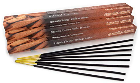 Premium Räucherstäbchen Zimt: natürlich traditionell aus Indien in fairer Herstellung. Großpackung mit 10 Boxen = 80 Stück je 45min. Duft zu Weihnachten / Winter