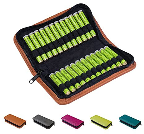 Homöopathische Taschenapotheke, Globuli-Tasche zum Buch Homöopathie (GU Großer Kompass Gesundheit) von Sven Sommer, gefüllt mit 24 Globuli-Röhrchen (Glas), handgemacht aus echtem Leder (cognac-braun)