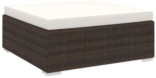vidaXL Fußhocker mit Kissen 1 STK. Gartenmöbel Lounge Möbel Fuss Hocker Schemel Fußablage Fußbank Gartenhocker Poly Rattan Braun 70x70x26cm