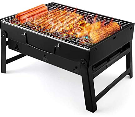 TIJAR® Barbecue Grill, Portable Folding Charcoal Barbecue Outdoor Stainless Steel Smoker BBQ for Picnic Garden Terrace Camping Travel - Strong Durable