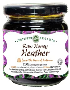 Antonio’s RAW CERTIFIED ORGANIC HEATHER HONEY, 250g - Premium Award-Winning Quality, Pure, Antibacterial, Cold Pressed & Unpasteurised, Natural Honey - The Raw Honey Shop