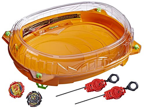 Hasbro Beyblade Burst QuadDrive Cosmic Vector Battle Set − Beystadium-Arena, 2 Kreisel und 2 Starter, für Kinder ab 8 Jahren, in recycelbarer Verpackungr, Multi