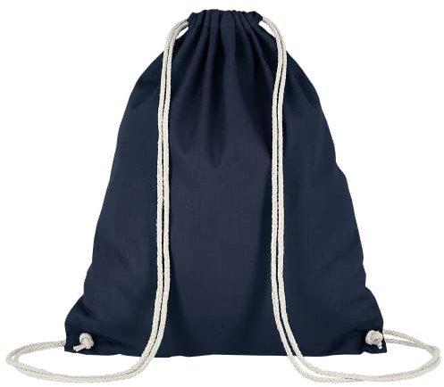 TEXXILLA Baumwoll Turnbeutel 38 x 46cm (10er Pack), Farbe:dunkelblau | – Sportbeutel aus Baumwolle mit Kordelzug – Gym Sack, Stofftasche, Jutebeutel OEKO-TEX® geprüft – 19 Farben