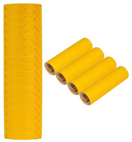 Luftschlangen Set zur Dekoration, Gold-Gelb Design, aus Papier, 5 Rollen á 18 Abrissen mit 7 mm Breite und 3 m Länge, Party Deko für Geburtstag, Karneval, Silvester, Girlande Papierschlange, Tischdeko