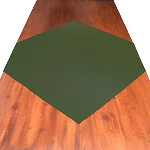 Landhaus-Mitteldecke Hetty Grün Uni | Tischdecke 80 x 80 cm quadratisch, einfarbig | langlebige, hochwertige Webware | Ränder mit 3 cm Kuvertsaum