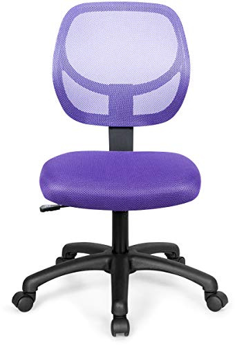 Maxmass Kids Study Desk Chair, Children Ergonomic Computer Chair with Universal Wheels, Gas Lift and Soft Seat, Adjustable Armless Swivel Mesh Chair for Home Office (Purple)