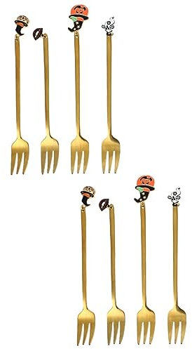 BESTonZON 8 Pièces Cuillère à Café En Acier Inoxydable Cuillère à Fruits De Mer De Dégustation Fourchettes à Thé Glacé Expresso Blond En Alliage De Zinc à Gâteau Fantaisie