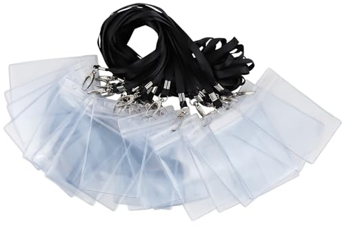 Ausweishülle mit Band, Vordas 20 Stück Kartenhülle mit Band, Lanyard mit Kartenhülle für Ausweisclip Kreditkarten, Schlüsselband mit Kartenhalter für Business Ausstellung und Büro HN-ZJKTLS