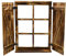 UNUS Deko-Fenster Sprossenfenster mit Fensterläden Holz geflammt Holzfensterrahmen Dekofensterrahmen Dekorahmen Dekofenster