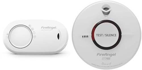 FireAngel FA3820 10 Year Sealed Battery Alarm Carbon Monoxide, Clear & ST-750T Thermoptek Smoke Alarm
