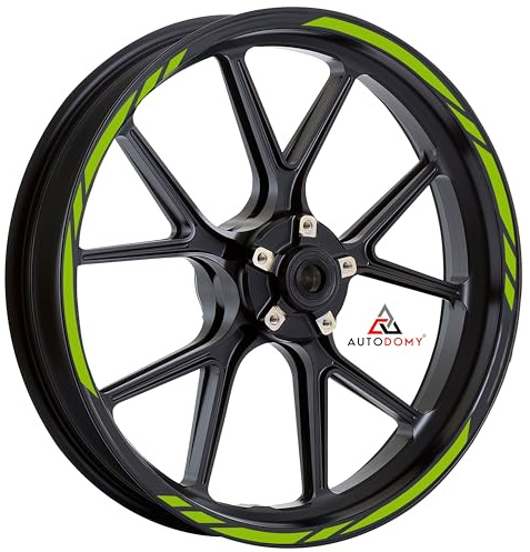 Autodomy Motorrad Felgenaufkleber Komplettset | Felgenrandaufkleber für 2 Räder 15 bis 19 Zoll | Felgen Aufkleber Motorrad Tuning | Felgenaufkleber Motorrad Racing Design (Lindgrün)