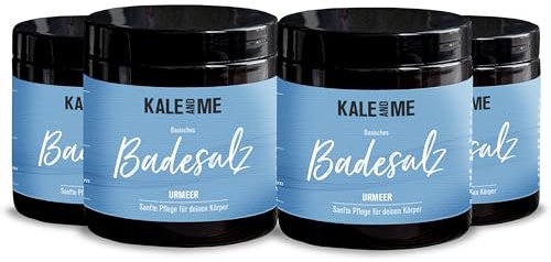 Kale and Me basisches Badesalz für Vollbad (4 x 350g), Basisches Salz zum Baden für Männer & Frauen für Entspannung, Abnehmen & als Geschenk, Salz Bad mit Magnesium, basisch, weiss & natur
