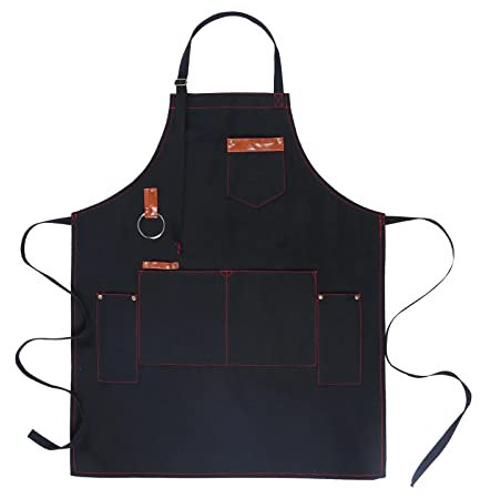 LJHSSNUE Werkzeugschürze Schürze for Herren Canvas Leder Stoff Grillvater Schürze Schürze für Männer