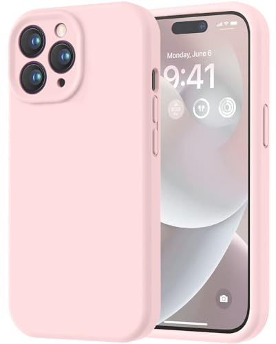LOVE 3000 Designed for iPhone 14 Pro Case, Premium Silicone with [Soft Anti-Scratch Microfiber Lining] Shockproof Protective Phone Case for Lanyard 6.1, Chalk Pink