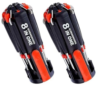SDMAX 8 in 1 Screwdriver Multi Tool Set with LED Torch, Compact Design, Lightweight, Easy to Carry, Multifunctional Screwdriver, Home Repair Tool Kit, Hand Tools (2 Pcs)