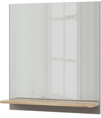 Vicco Badspiegel Marelle, Greige, 60 x 67 cm | mit Regal, geeignet zur Wandmontage im Feuchtraum