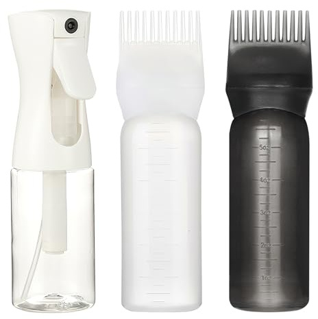 ZMDMAH Applicerator för hårolja, 2 stycken 160 ml håroljesapplikator och 1 st. sprayflaskor kontinuerlig, appliceringsflaska hår, oljeapplikator hår för hårvård