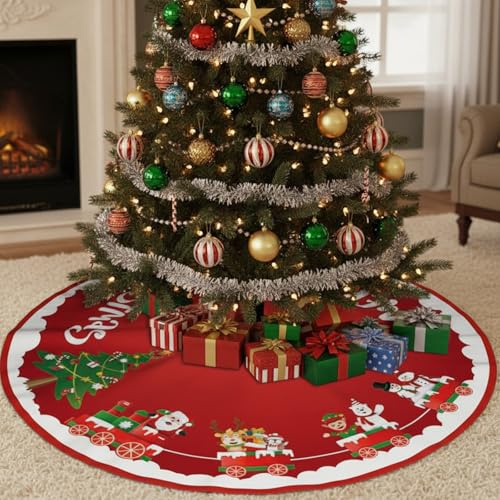 Weihnachtsbaum Decke 90cm Runde Christbaumdecke Tree Skirt Decorations Tannenbaum Teppich Baumdecke Weihnachtsbaum für Weihnachtsbaum Deko Increase The Festival Atmosphere Christbaumdecke (Schnee)