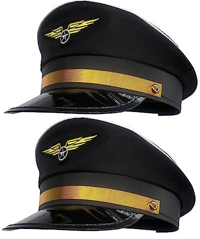 LIFKOME Herrenhut 2 Stück Verstellbar Für Jungen Und Mädchen Hut Für Halloween-partys Verkleidungen Für Jungen Und Mädchen Flugzeugkostüm Schwarzes Cosplay-zubehör Glatte Textur