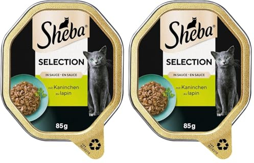 SHEBA Schale Nassfutter für Katzen Selection in Sauce mit Kaninchenhäppchen 2 x 11 x 85g (Packung mit 2)
