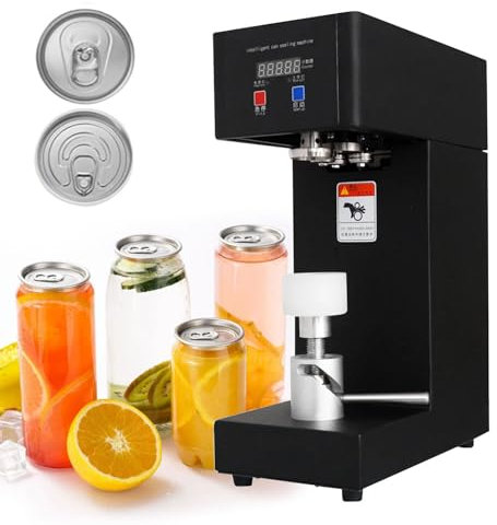 Commercial Benchtop Canning Sealer, Electric Can Cup Sealer Machine with Smart Counter, Tin Can Bottle Sealing Machine, for 55 mm/2.2 inch Diameter,Black-110V