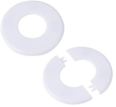 2stk Wandflansche, Selbstklebende Runde ABS Rosetten Sanitär Abdeckplatten für 51mm Durchmesser Zubehör für Wasserhahn Dekoration (Weiß)