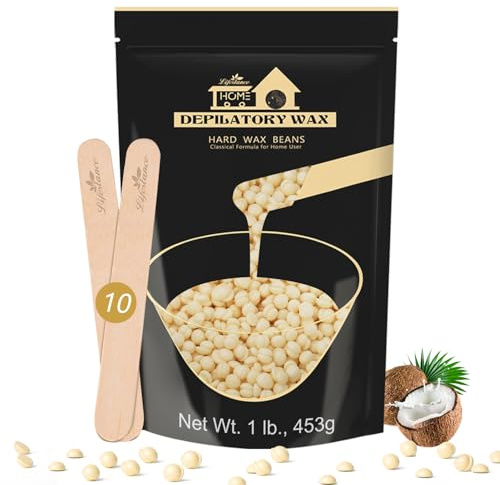 Lifestance Cream 450g Wax Beads, Coarse Hair Removal Formula, Hard Wax Beads for Brazilian Bikini - Legs - Underarm- Private Part, Waxing Beads with 10 Applicators for Wax Warmers
