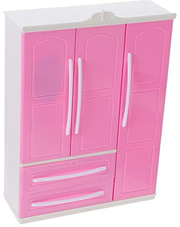 CHICAMPERA 1 Stück Mini-Puppenkleiderschrank Puppenkleidung Accessoires Mini-Hausmöbelzubehör Mini-Möbelzubehör puppenschrank Dekoration Organizer für Puppenkleidung Puppenmöbel Abs Rosa